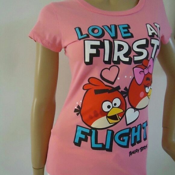 Angry Birds Love At First Flight Pink Tee Shirt Cotton Youth Size Medium - Picture 3 of 5